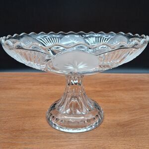 Antique EAPG Frosted Circle Horn of Plenty 9" Fruit Compote Bryce Bros US Glass
